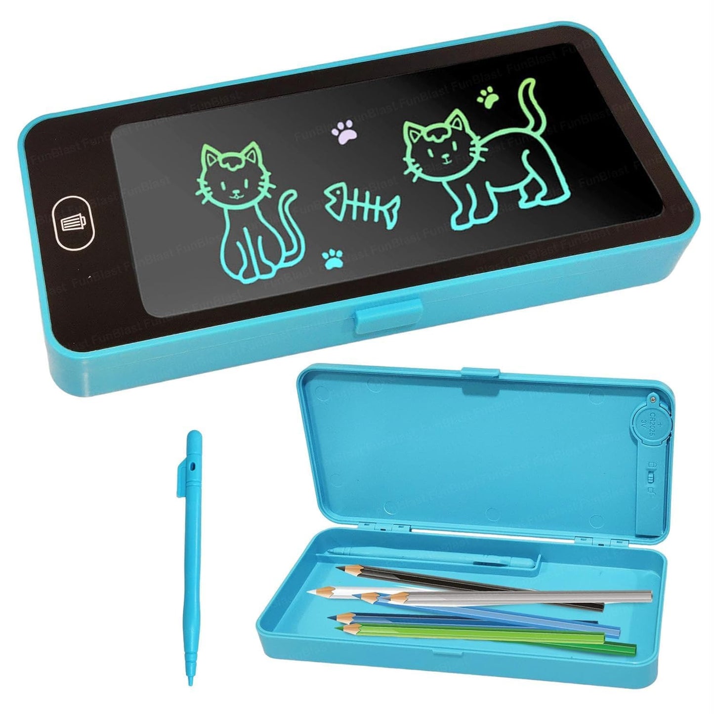 Pencil Box with LCD Writing Tablet | Kids Stationery Box with Writing Pad & Stylus