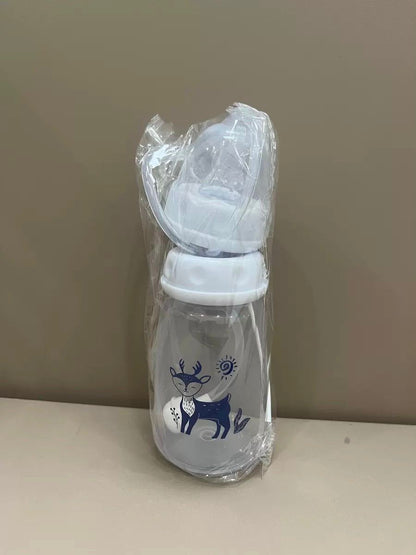 Baby Hands-Free Feeder Bottle 150ml | BPA-Free Anti-Colic Self Feeding Baby Bottle with Straw Brush