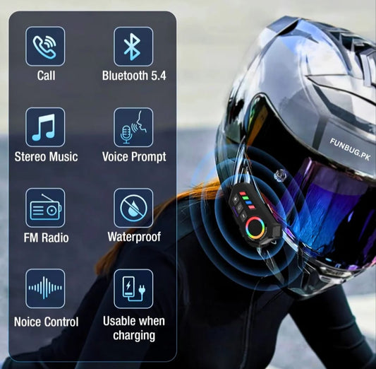 K06A Motorcycle Helmet Bluetooth Headset – BT 6.0 Wireless Earphone with CVC Intelligent Noise Reduction, IP67 Waterproof, 800mAh Battery & Type-C Fast Charging