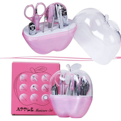 8 Pcs Apple Manicure Set ABS Plastic Mani Pedi Kit | Pink Colour
