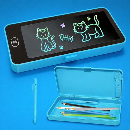 Pencil Box with LCD Writing Tablet | Kids Stationery Box with Writing Pad & Stylus